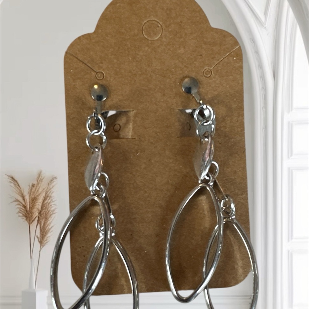 Silver Hoop Dangle Earrings